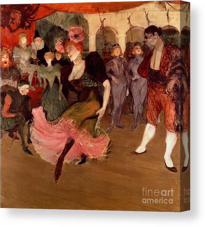 Dancing The Bolero Canvas Print featuring the painting Marcelle Lender dancing the Bolero in Chilperic by Henri de Toulouse Lautrec
