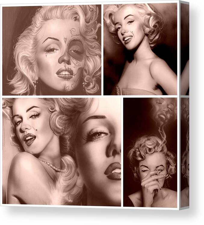 Marilyn Canvas Print featuring the painting Marilyn Collage by Christian Chapman Art