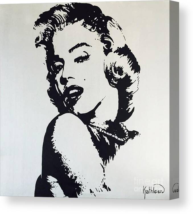 Marilyn Monroe Canvas Print featuring the painting MARILYN MONROE / Glamour by Kathleen Artist PRO