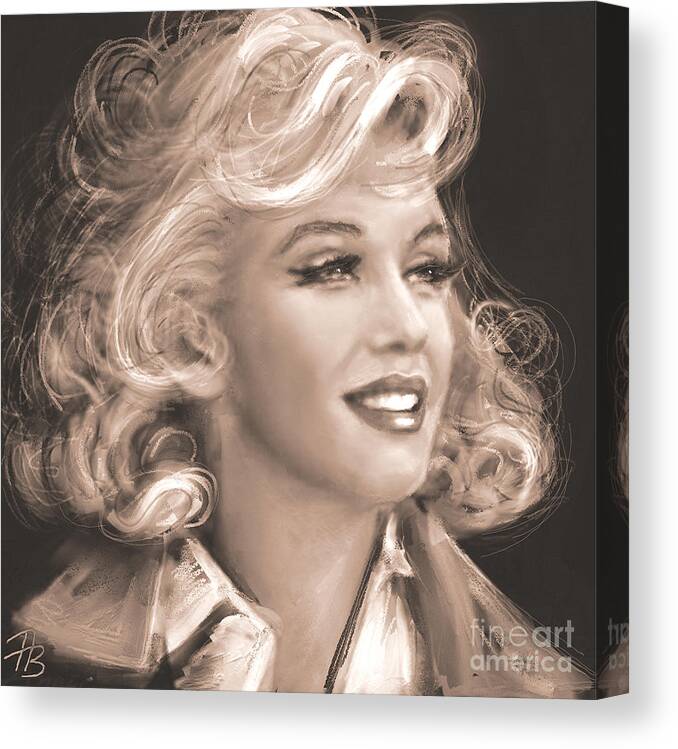 Angie Braun Canvas Print featuring the painting Marilyn Sepia by Angie Braun
