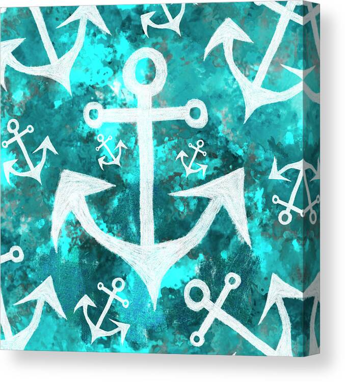 Anchor Canvas Print featuring the painting Maritime anchor art by Jorgo Photography