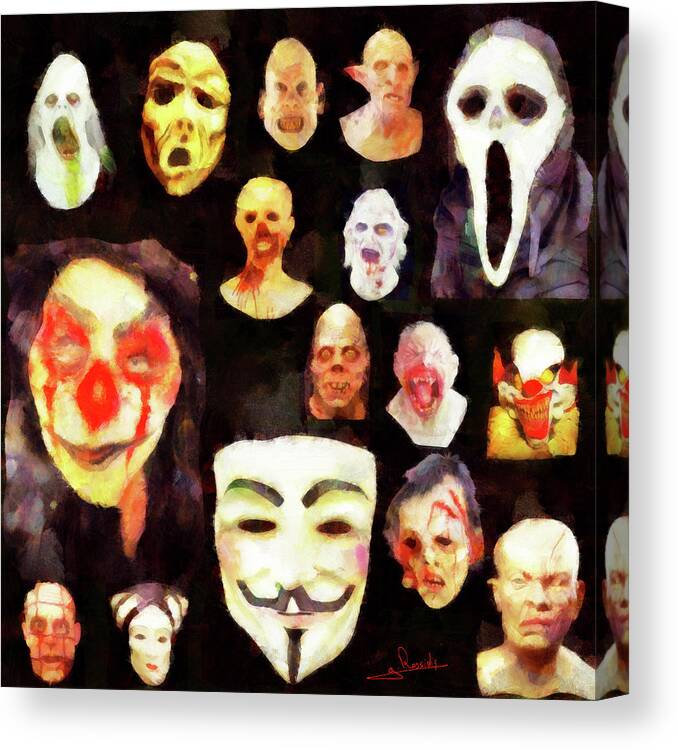 Rossidis Canvas Print featuring the painting Masks by George Rossidis