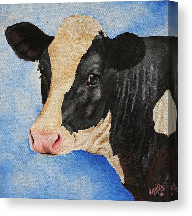 Cow Canvas Print featuring the painting Meadow by Laura Carey
