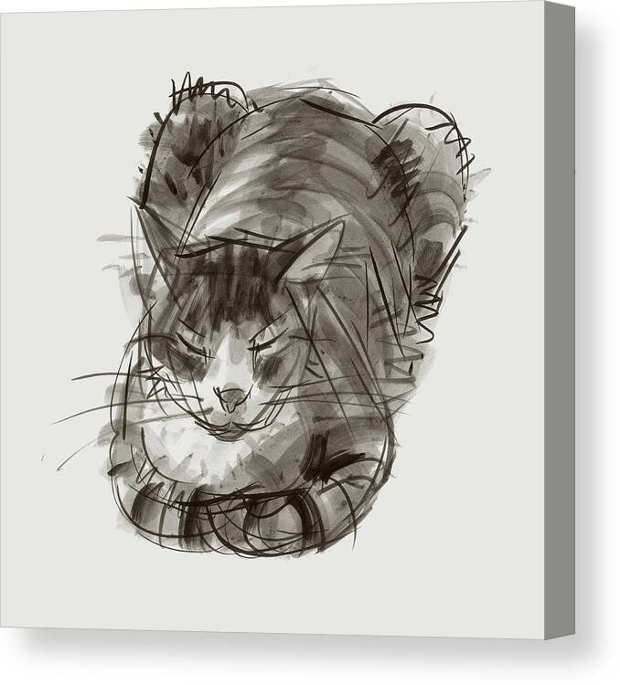 Cat Canvas Print featuring the painting Meditating Cat by Judith Kunzle