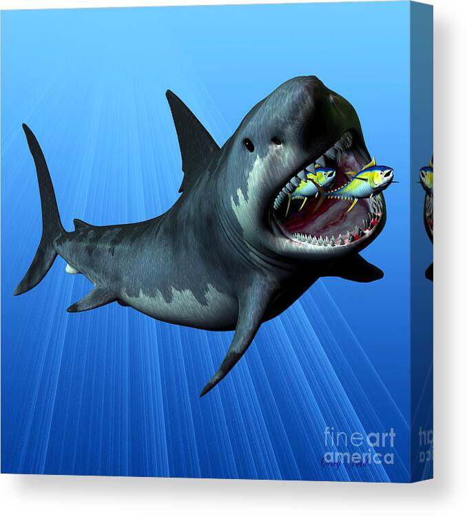 Megalodon Canvas Print featuring the painting Megalodon by Corey Ford