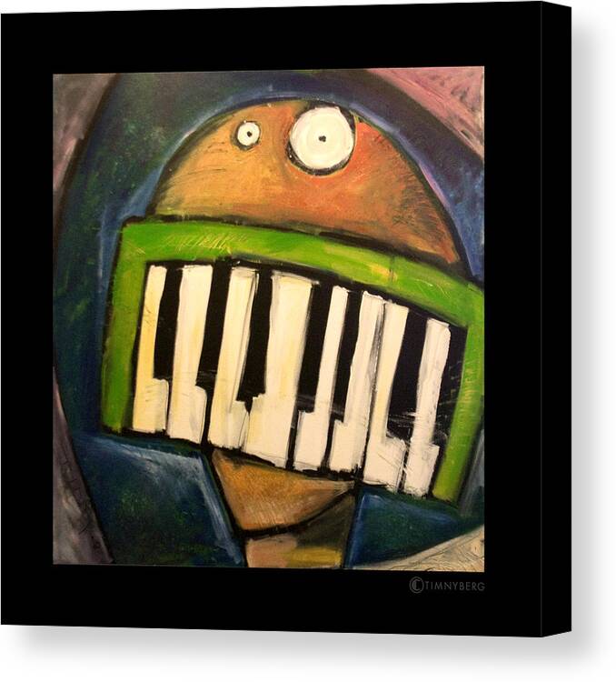 Funny Canvas Print featuring the painting Melodica Mouth by Tim Nyberg