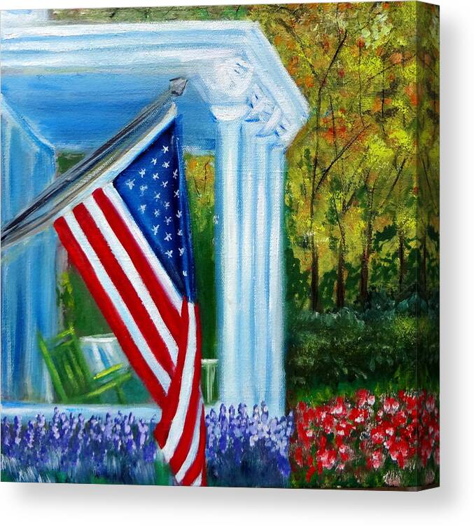 Flag Canvas Print featuring the painting Memorial Day USA Flag by Katy Hawk