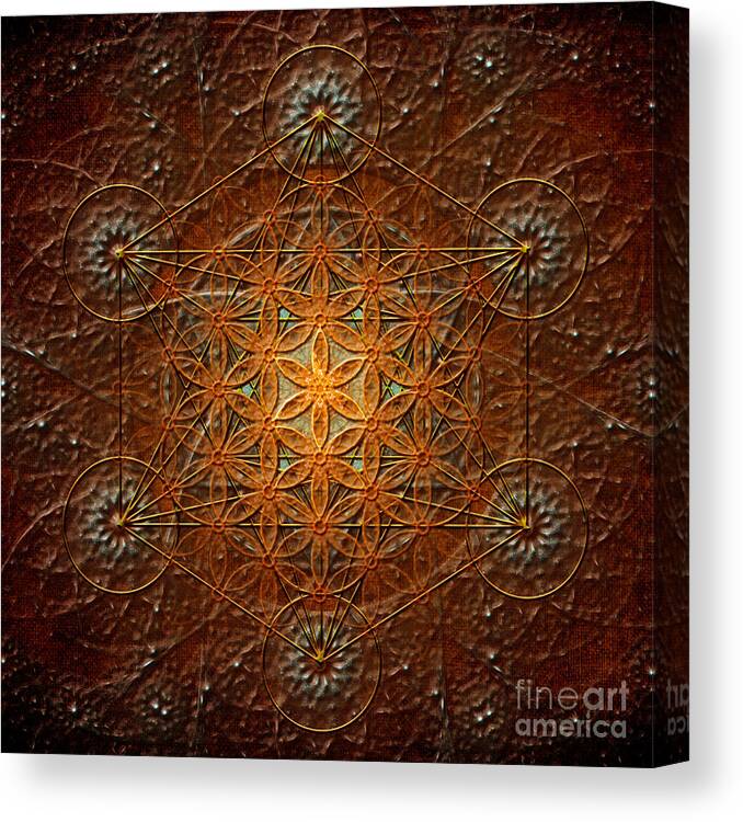 Metatron Canvas Print featuring the digital art Metatron's Cube inFlower of life by Alexa Szlavics