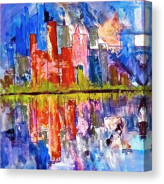 City Canvas Print featuring the painting Metropolis by Barbara O'Toole