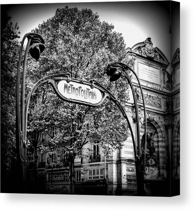 Metropolitain Canvas Print featuring the photograph Metropolitain B W by Pamela Newcomb