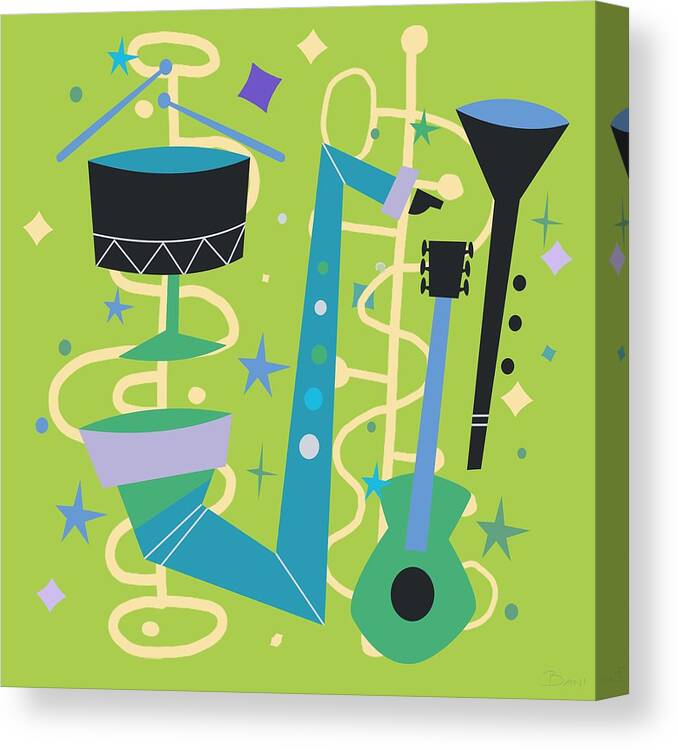 Painting Canvas Print featuring the painting Midcentury Modern Fifties Jazz Composition by Little Bunny Sunshine