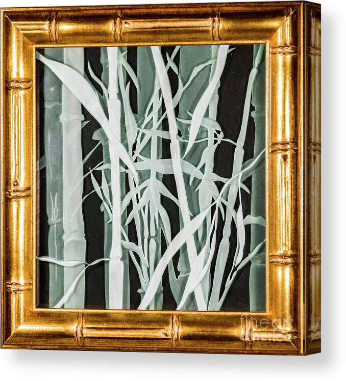 Carved Glass Canvas Print featuring the glass art Midnight Bamboo by Alone Larsen