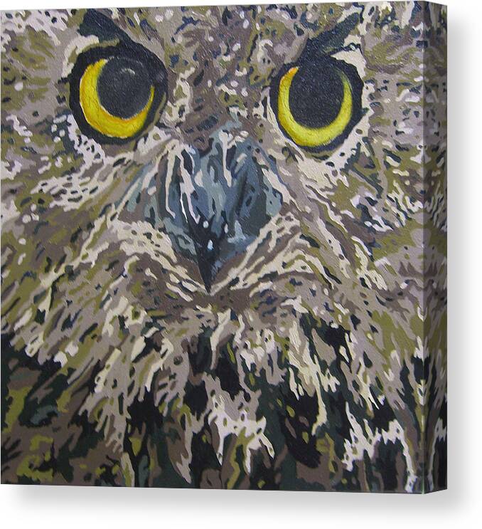 Owl Canvas Print featuring the painting Midnight Prowler by Cheryl Bowman