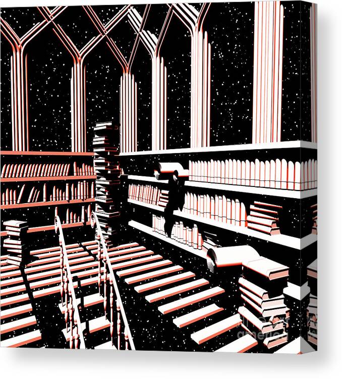 Mind Library Canvas Print featuring the digital art Mind Library Glowing by Russell Kightley