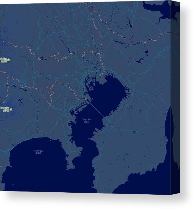 Vector Canvas Print featuring the painting Minimalist Modern Map of Tokyo, Japan 4 by Celestial Images