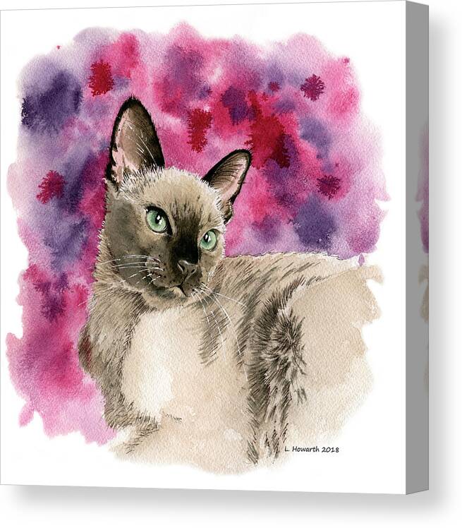 Cat Canvas Print featuring the painting Mocha and Mint by Louise Howarth