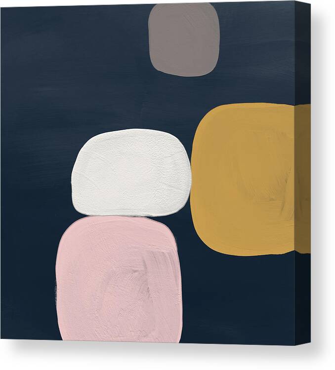 Modern Canvas Print featuring the painting Modern Stones Navy 2- Art by Linda Woods by Linda Woods
