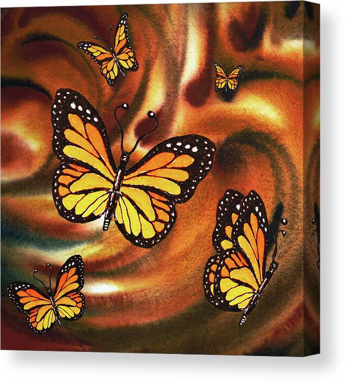 Monarch Butterfly Family Canvas Print featuring the painting Monarch Butterfly Family by Irina Sztukowski