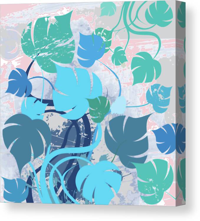 Nature Canvas Print featuring the mixed media Monstera cavalcade by Maria Biro