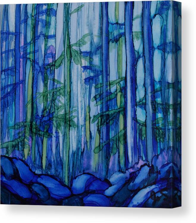 Forest Canvas Print featuring the painting Moonlit Forest by Jo Smoley