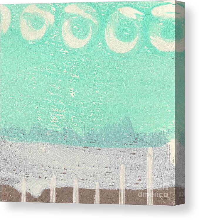 Abstract Canvas Print featuring the painting Moon Over The Sea by Linda Woods
