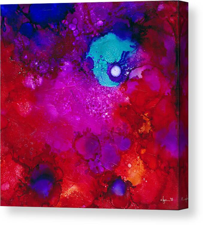 Tropical Canvas Print featuring the painting Moonrise Over Mars by Angela Treat Lyon