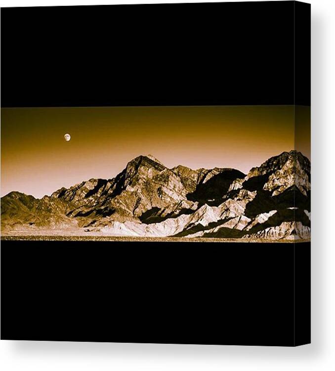 Picture Canvas Print featuring the photograph Moonrise Over The Mojave. This Was On by Alex Snay