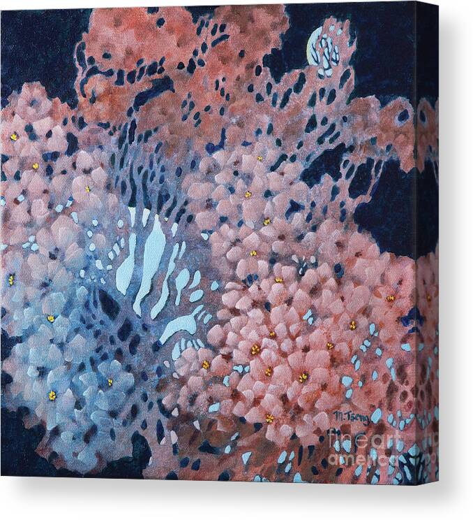 Blossoms Canvas Print featuring the painting Moonriver by Milly Tseng