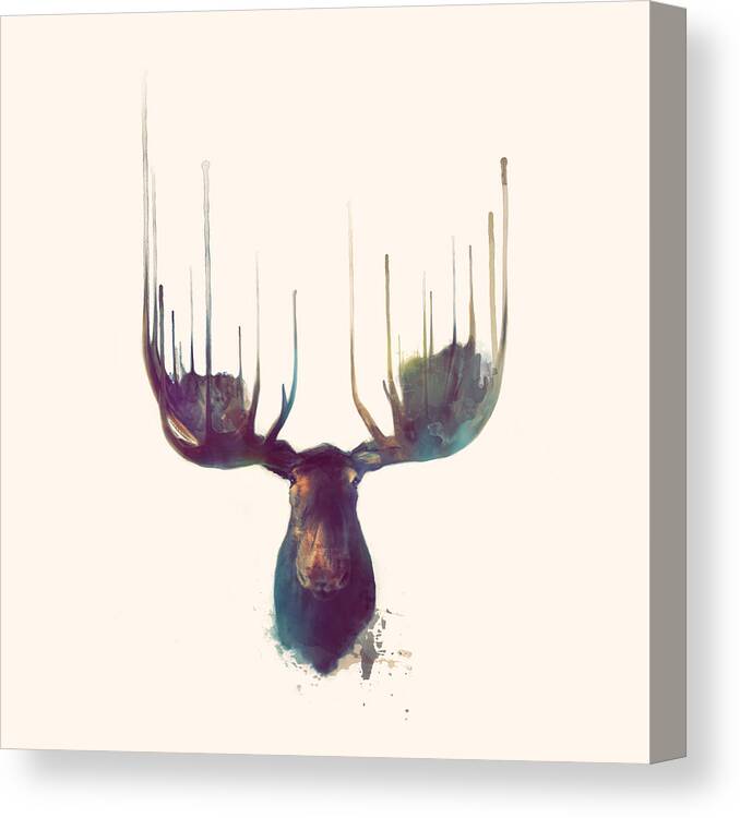 Animal Canvas Print featuring the painting Moose // Squared Format by Amy Hamilton