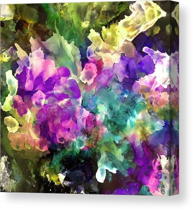 Alcohol Inks Canvas Print featuring the painting Morning Garden by Tommy McDonell