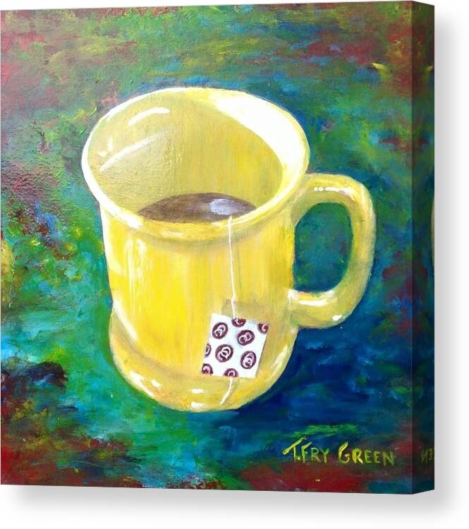 Tea Canvas Print featuring the painting Morning Tea by Teresa Fry