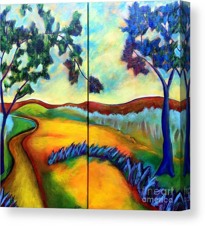 Landscape Canvas Print featuring the painting Morning Walk by Elizabeth Fontaine-Barr