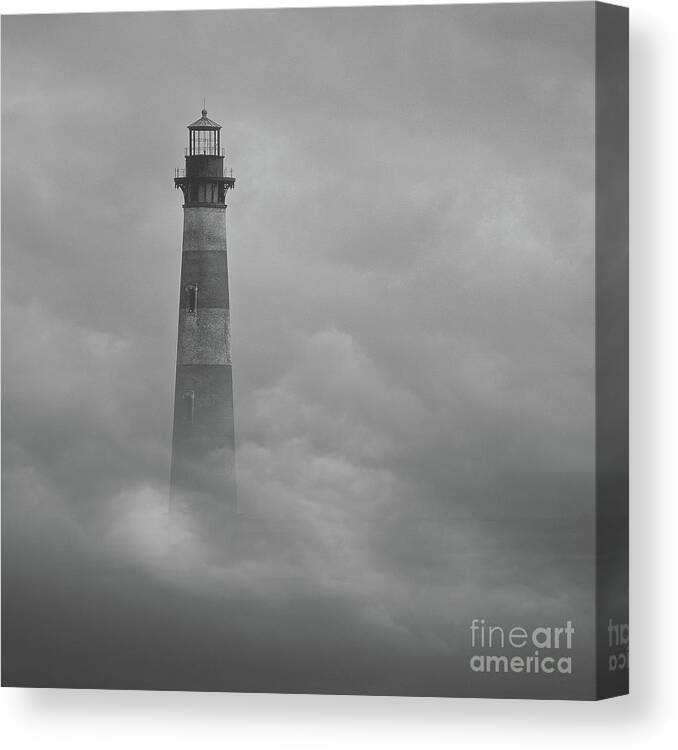 Lighthouses Canvas Print featuring the photograph Morris Island Fog by Skip Willits