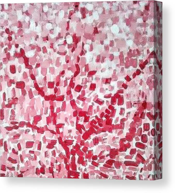 Pink Canvas Print featuring the painting Mosaic Tree by Suzanne Berthier