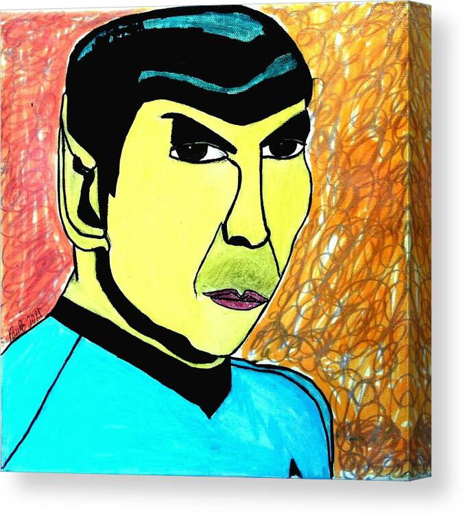 Star Trek Canvas Print featuring the painting Mr. SPOCK by Paulo Guimaraes