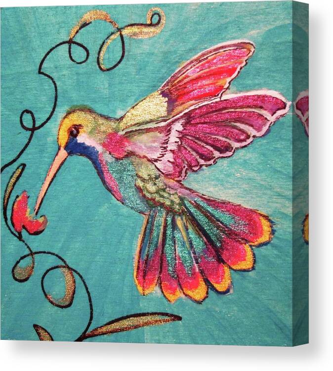 Birds Canvas Print featuring the painting Multicolored Hummingbird by Julie Belmont