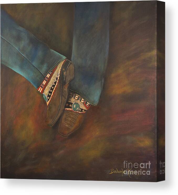 Boho Canvas Print featuring the painting My Boho Boots by Deborha Kerr