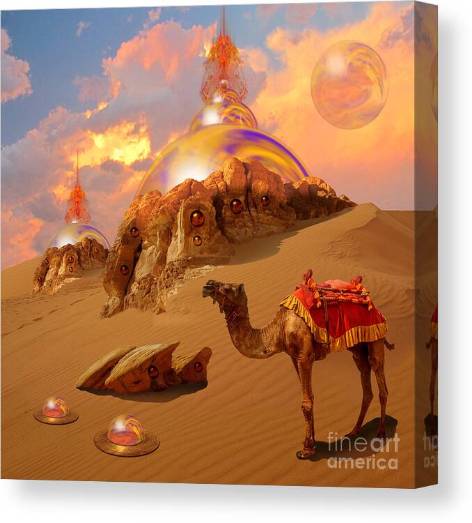 Sci-fi Canvas Print featuring the digital art Mystic desert by Alexa Szlavics