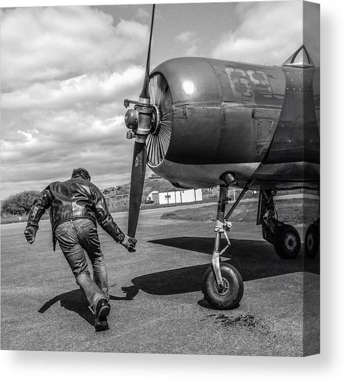 Piper Canvas Print featuring the photograph #nanchang #llanbedr #plane #airfield by Sam Stratton