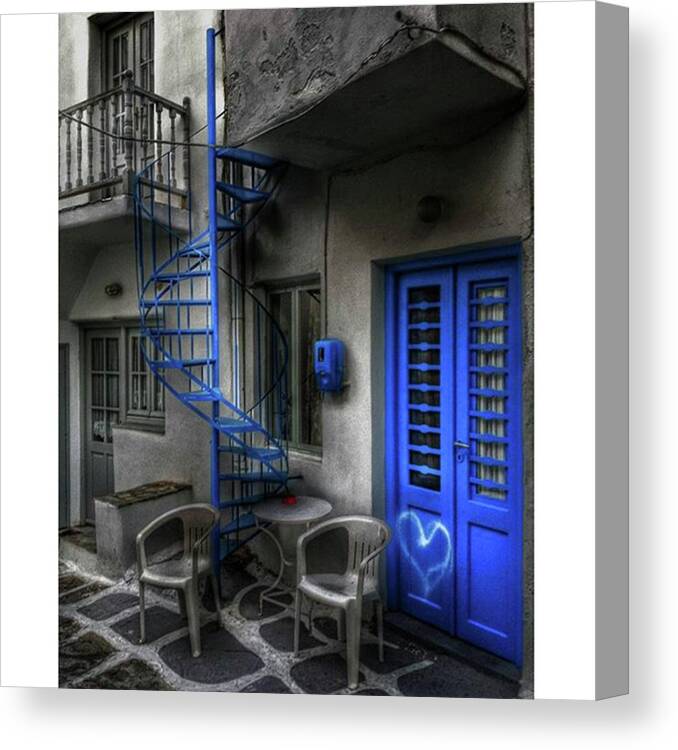 Door Canvas Print featuring the photograph Naousa, Paros. #greece #hellas #paros by Travel Photographer