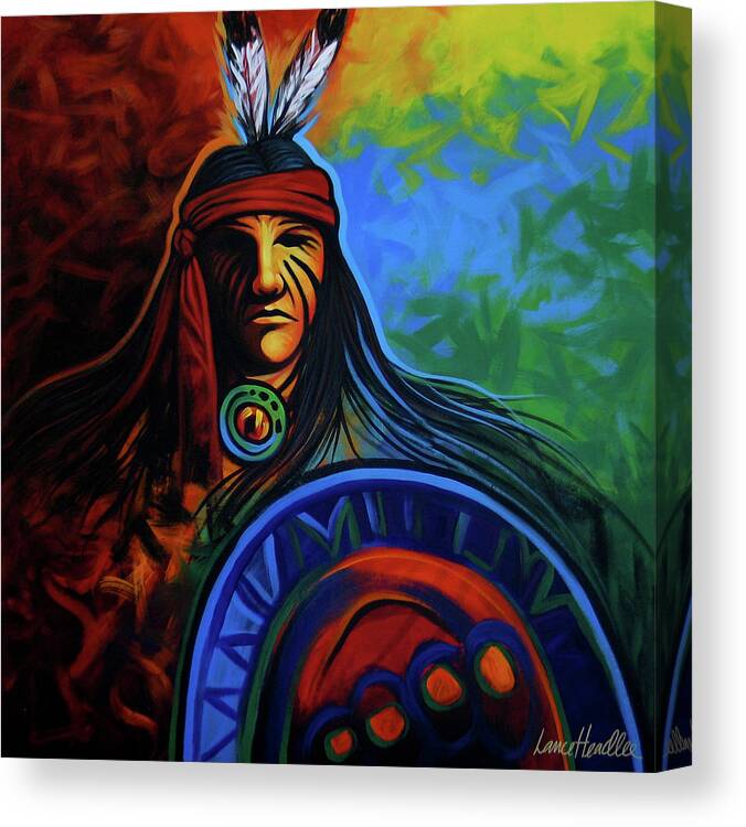 Native American Canvas Print featuring the painting Native Colors by Lance Headlee