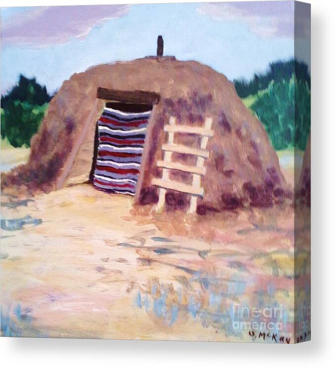 Navajo Canvas Print featuring the painting Navajo Hogan by Suzanne McKay