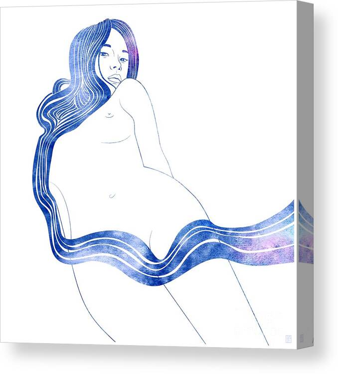 Woman Canvas Print featuring the mixed media Nereid XVII by Stevyn Llewellyn