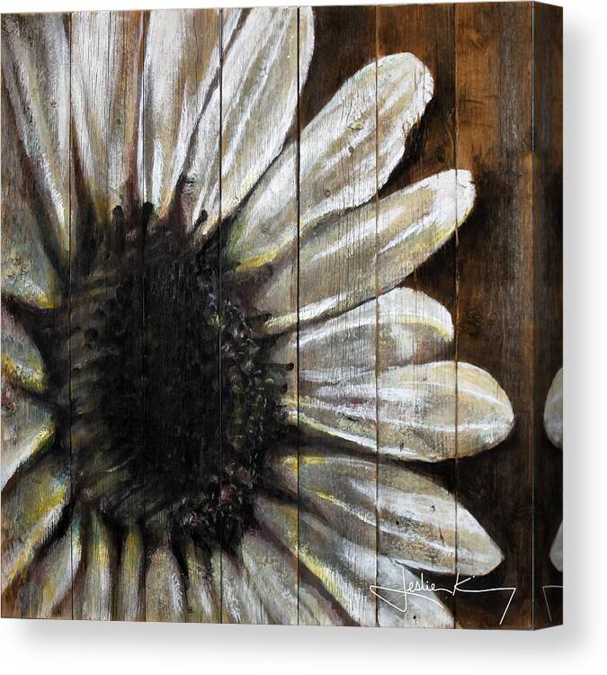 Sunflower Canvas Print featuring the painting Neutral Sunflower by Leslie Kinney