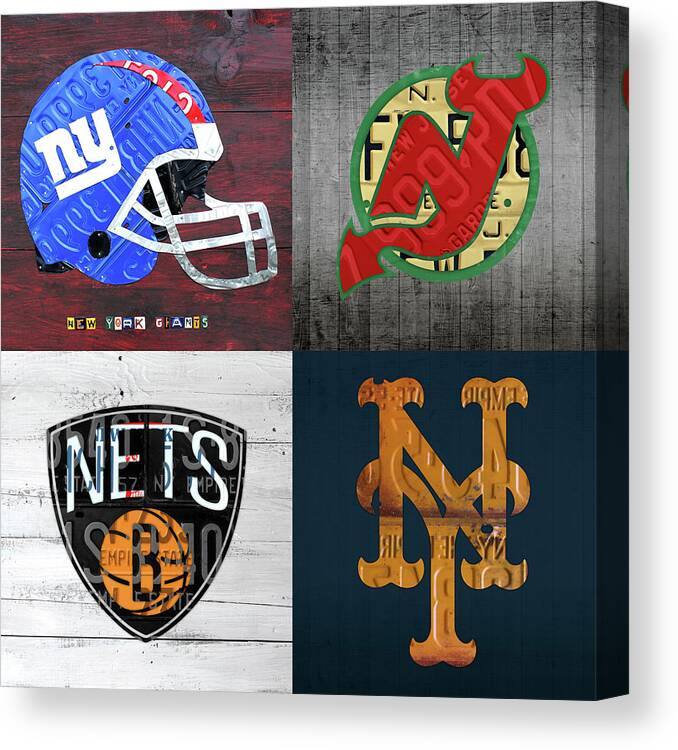 New York Sports Team License Plate Art Collage Giants Devils Nets