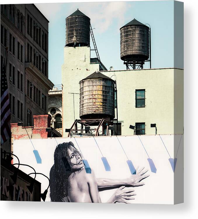 Water Towers Canvas Print featuring the photograph New York water towers 15 by Gary Heller
