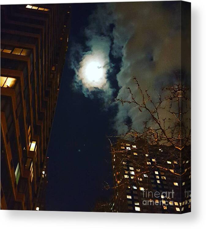 Cityscape Canvas Print featuring the photograph Night by Brianna Kelly