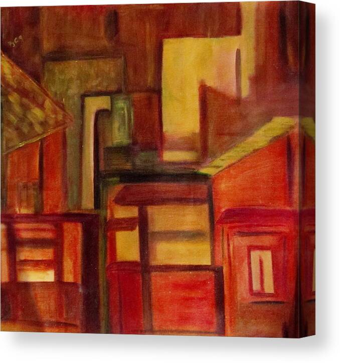 Cityscape Canvas Print featuring the painting Night lights by Patricia Cleasby