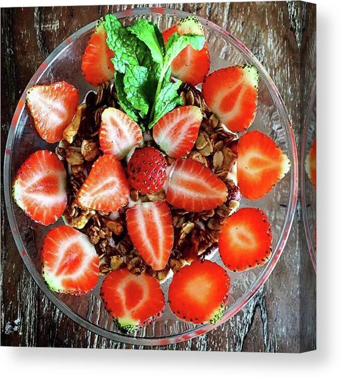 Sweettooth Canvas Print featuring the photograph Nook's Parfait With Strawberry by Arya Swadharma