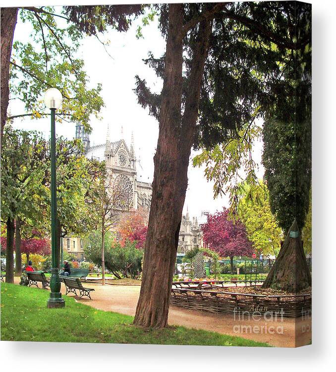 Notre Dame Paris Canvas Print featuring the photograph Notre Dame from Square Rene Viviani by Felipe Adan Lerma